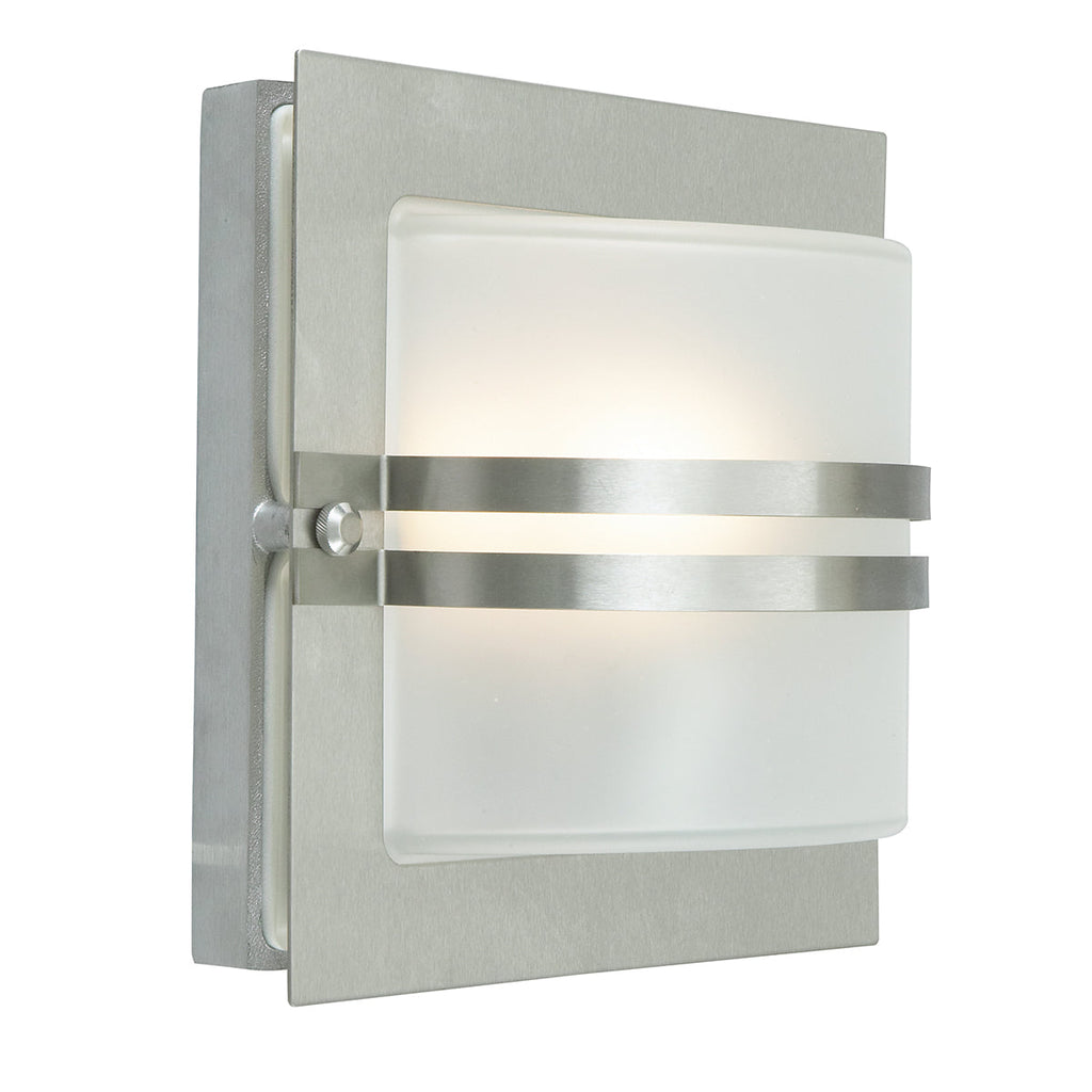 Bern 1 Light Wall Lantern - Stainless Steel With Frosted Glass - Norlys