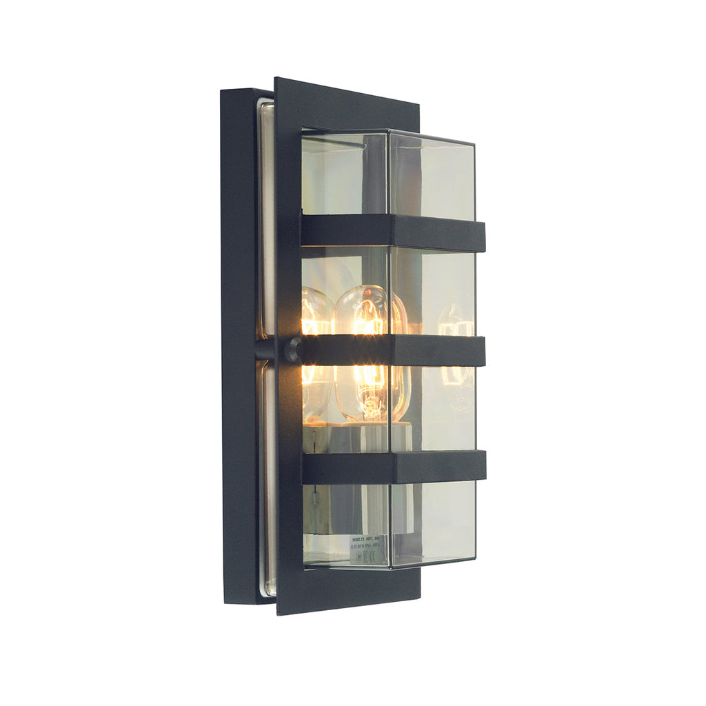 Boden 1 Light Wall Light - Black With Clear polycarbonate - Norlys