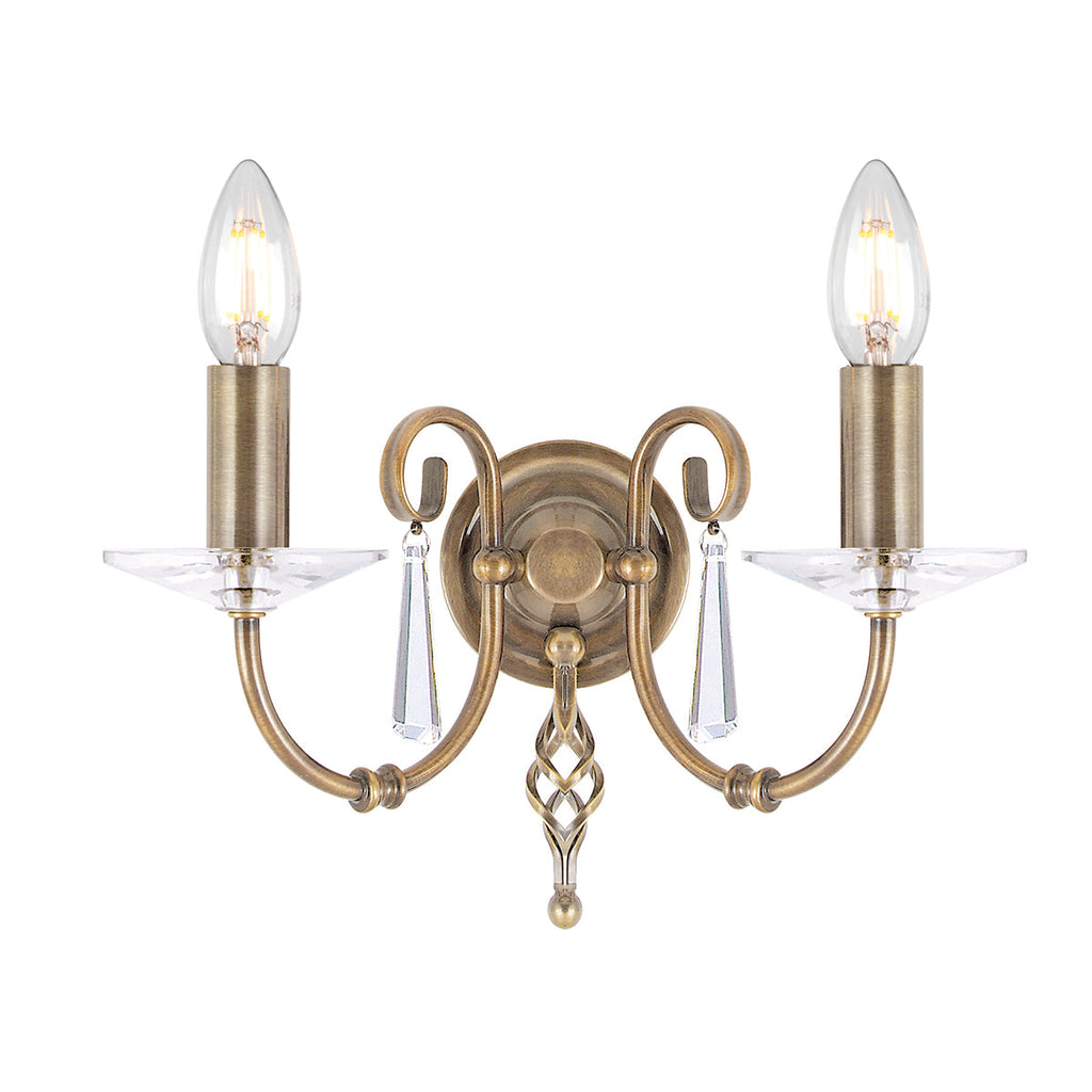 Aegean 2 Light Wall Light - Aged Brass - Elstead Lighting