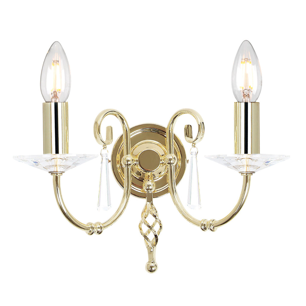 Aegean 2 Light Wall Light - Polished Brass - Elstead Lighting