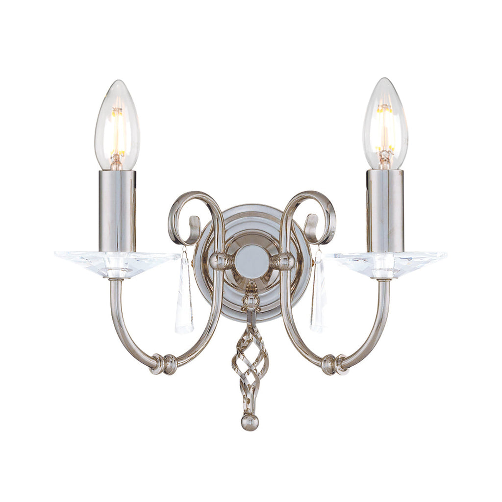 Aegean 2 Light Wall Light - Polished Nickel - Elstead Lighting