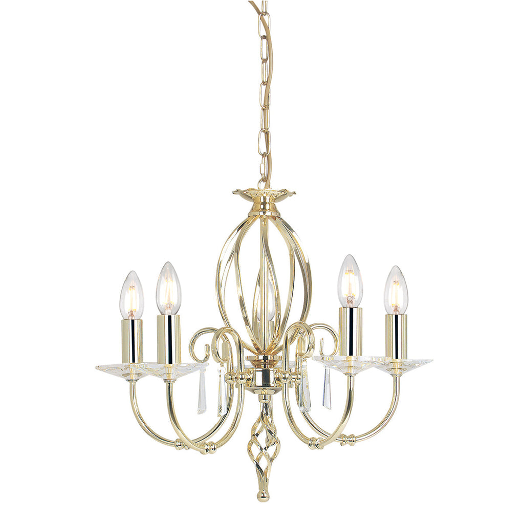 Aegean 5 Light Chandelier - Polished Brass - Elstead Lighting