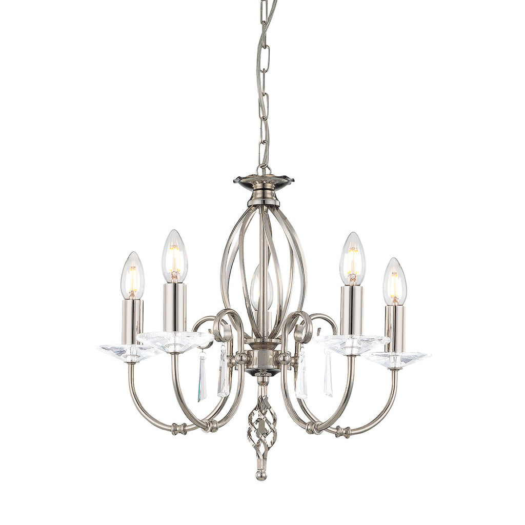 Aegean 5 Light Chandelier - Polished Nickel - Elstead Lighting