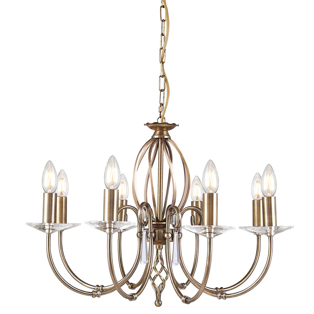 Aegean 8 Light Chandelier - Aged Brass  - Elstead Lighting