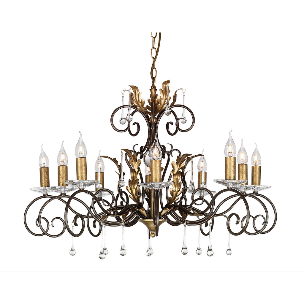 Amarilli 10 Light Chandelier - Bronze/Gold  - Elstead Lighting