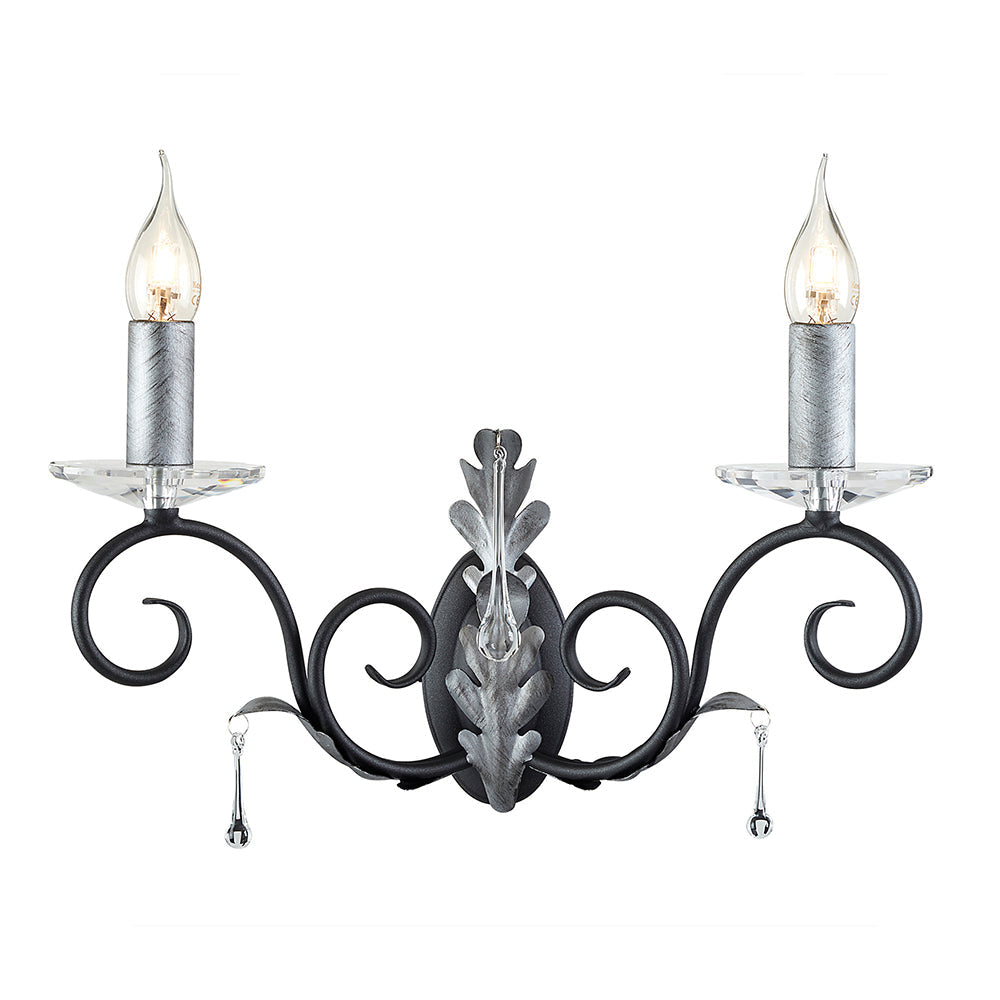 Amarilli 2 Light Wall Light - Black/Silver  - Elstead Lighting