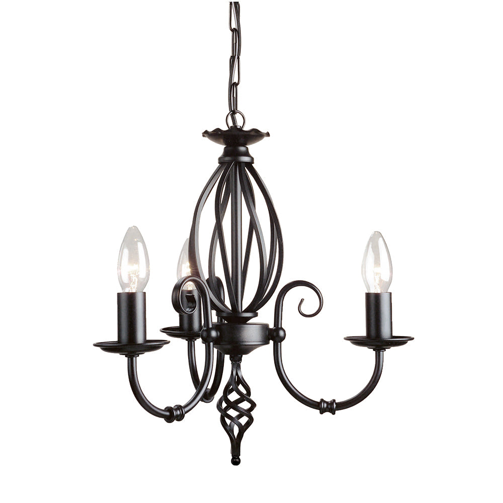 Artisan 3 Light Chandelier - Black - Elstead Lighting