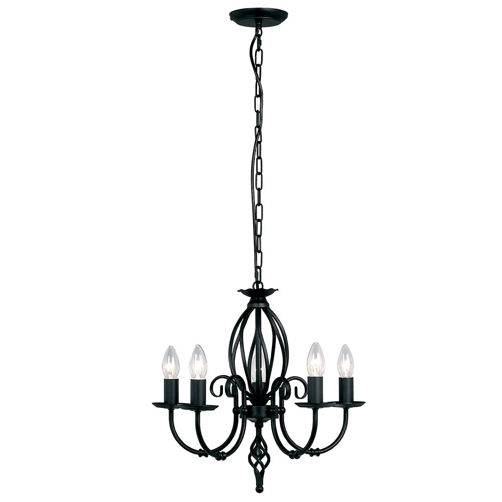 Artisan 5 Light Chandelier - Black - Elstead Lighting