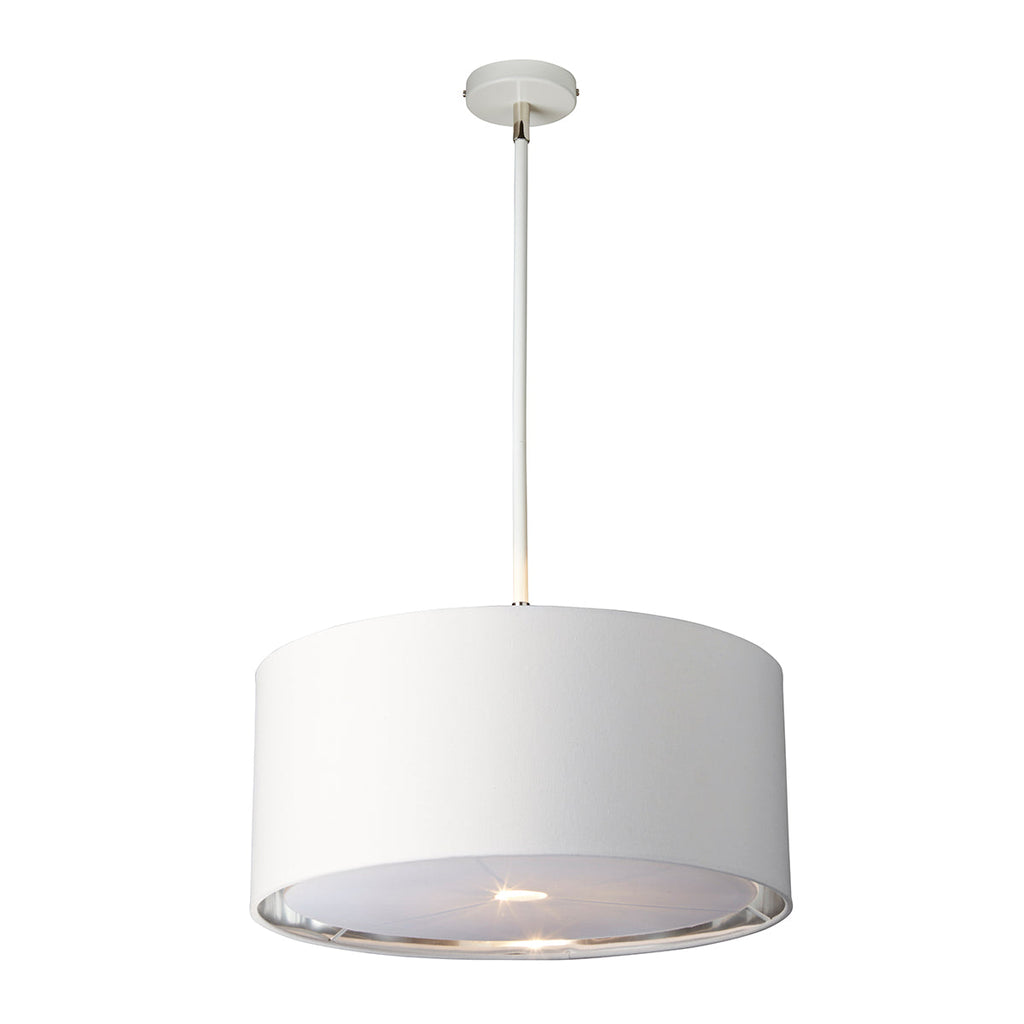 Balance 1 Light Pendant - White and Polished Nickel - Elstead Lighting 