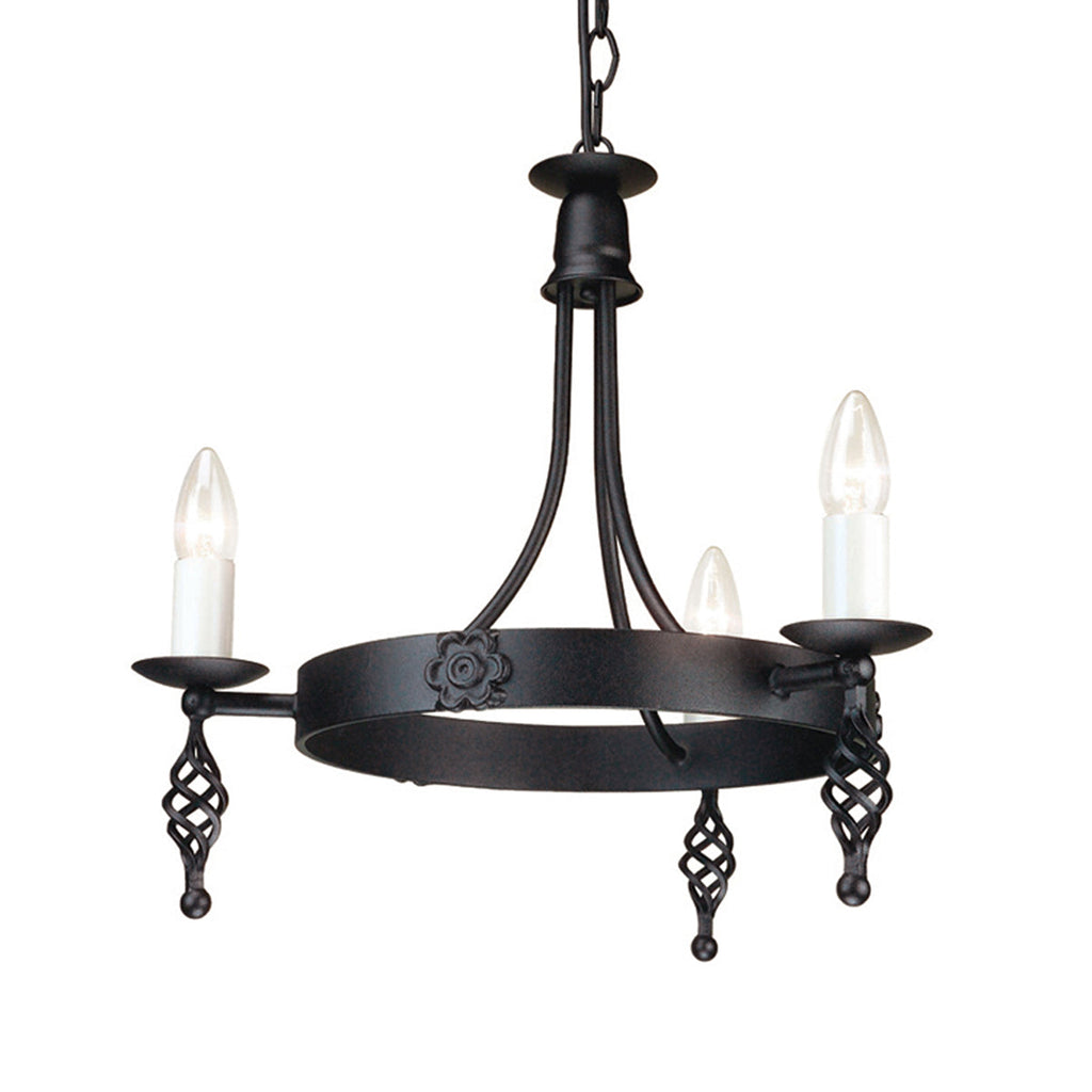 Belfry 3 Light Chandelier Black - Elstead Lighting