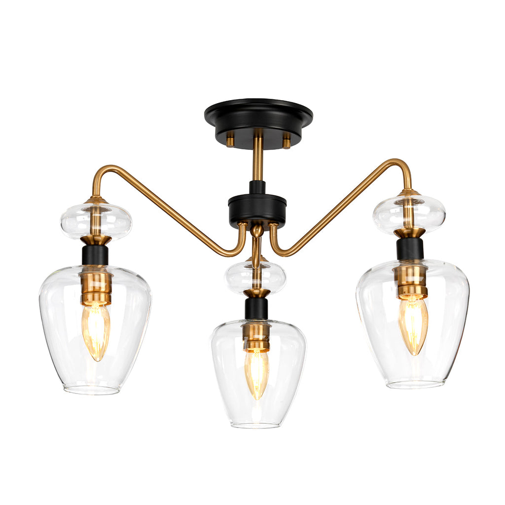 Armand 3 Light Semi Flush - Aged Brass - Elstead Lighting