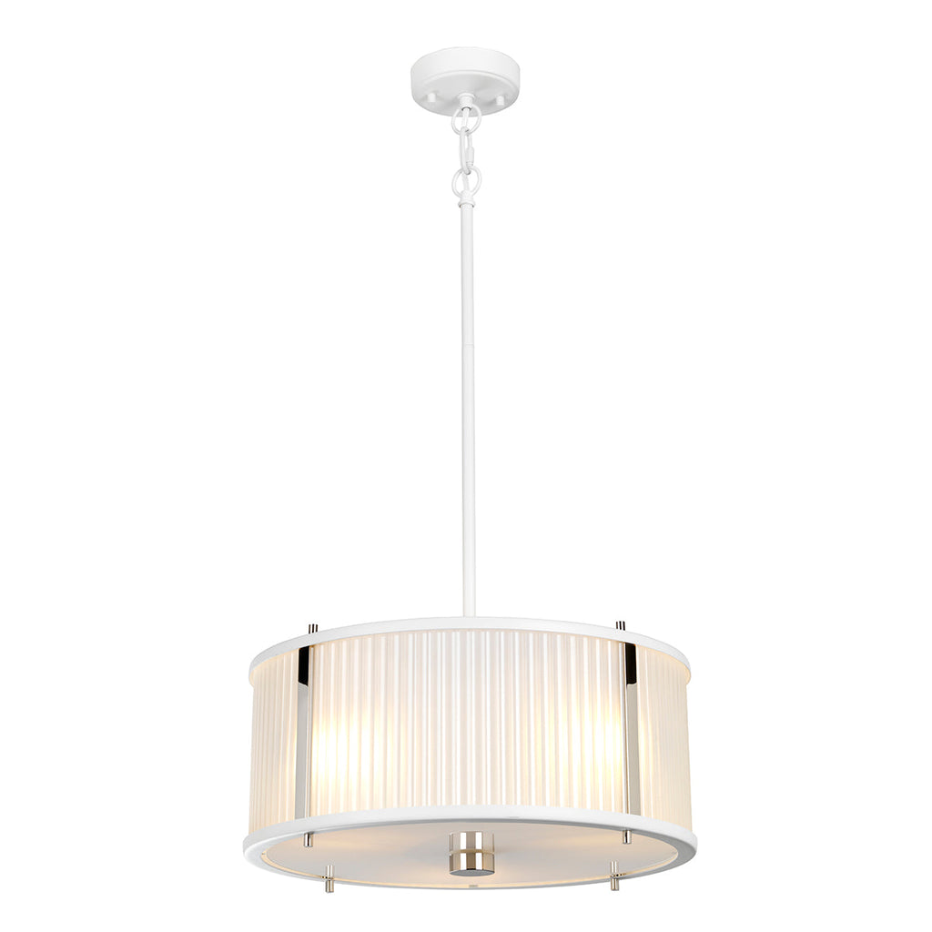 Corona 3 Light Pendant - White Polished Nickel - Elstead Lighting