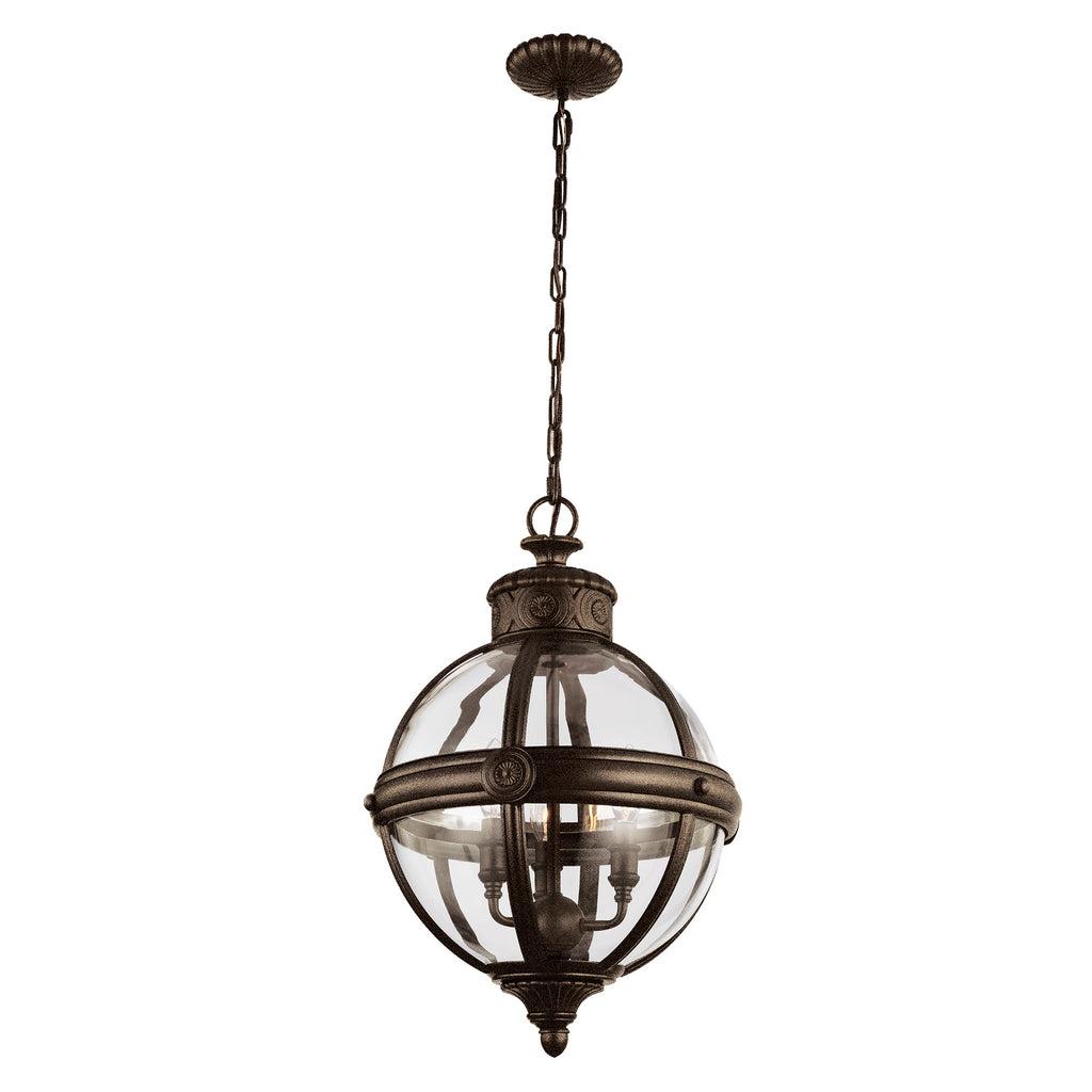 Adams 3 Light Pendant Chandelier - British Bronze - Feiss