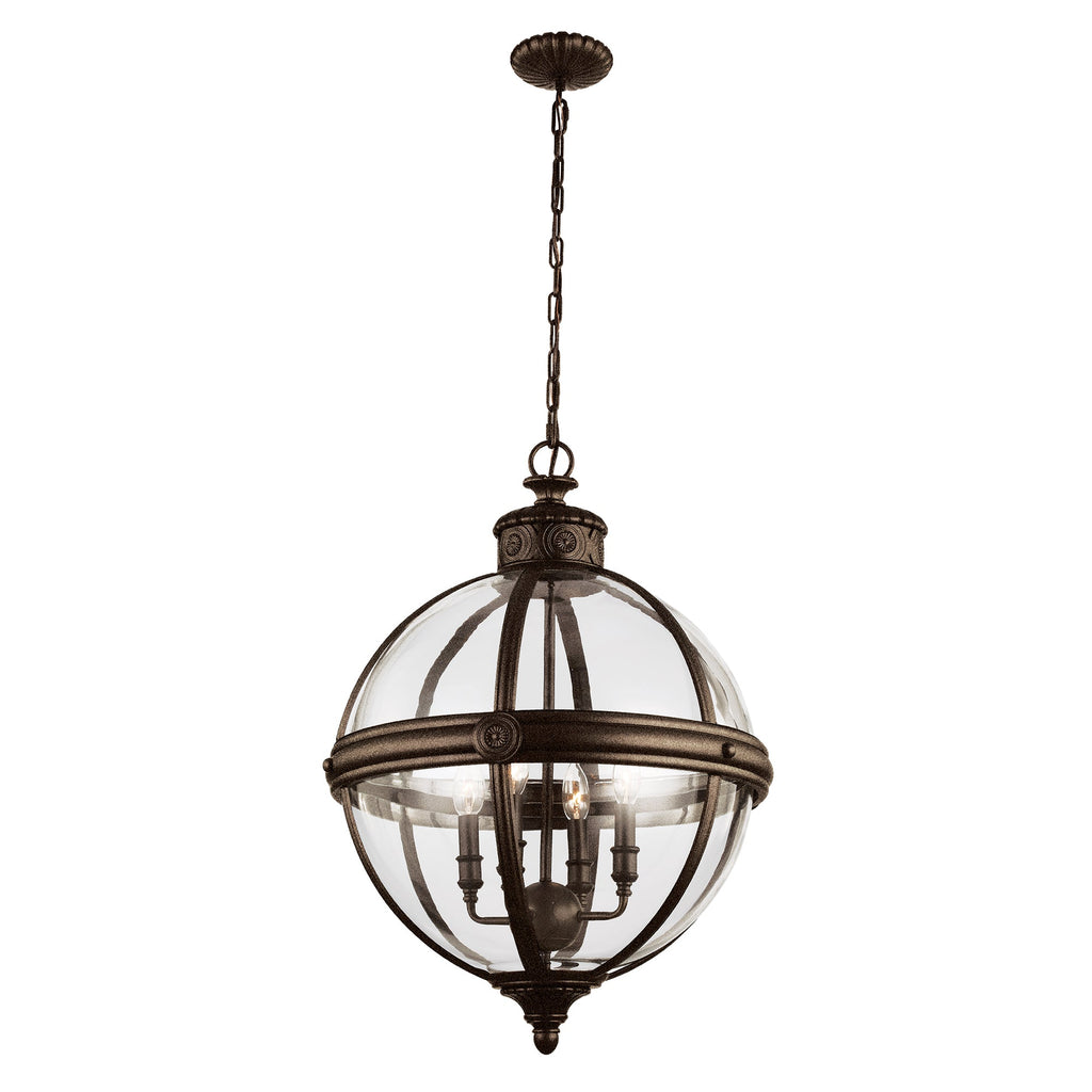 Adams 4 Light Pendant Chandelier - British Bronze - Feiss