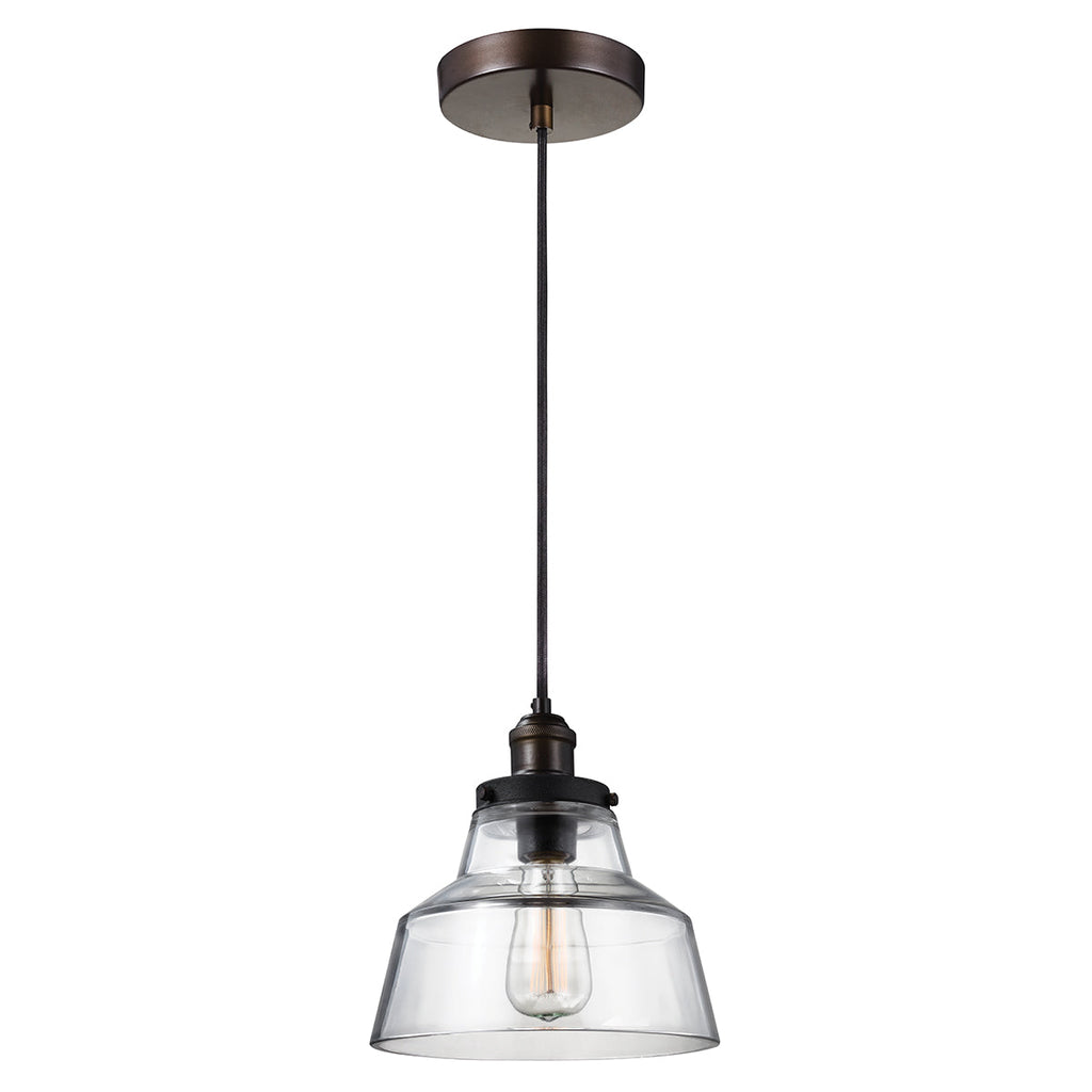 Baskin 1 Light Pendant - Aged Brass/Dark Weathered Zinc - Feiss