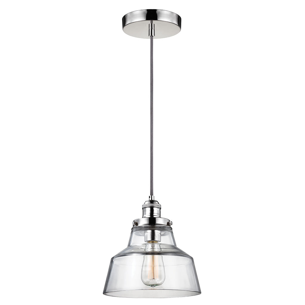 Baskin 1 Light Pendant - Polished Nickel - Feiss