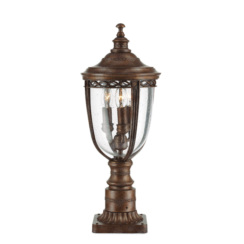 English Bridle 3 Light Medium Pedestal - British Bronze - Feiss