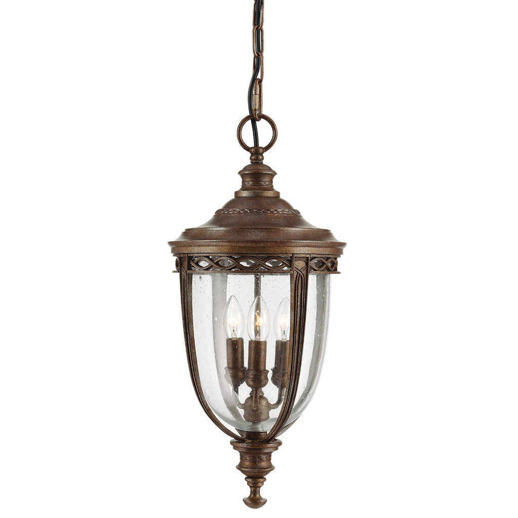 English Bridle 3 Light Large Chain Lantern - British Bronze - Feiss