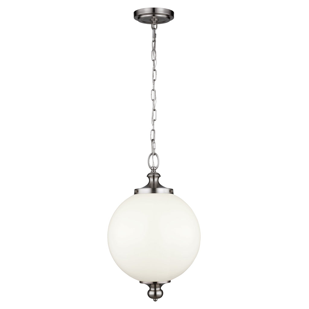 Parkman 1 Light Large Pendant - Brushed Steel - Feiss