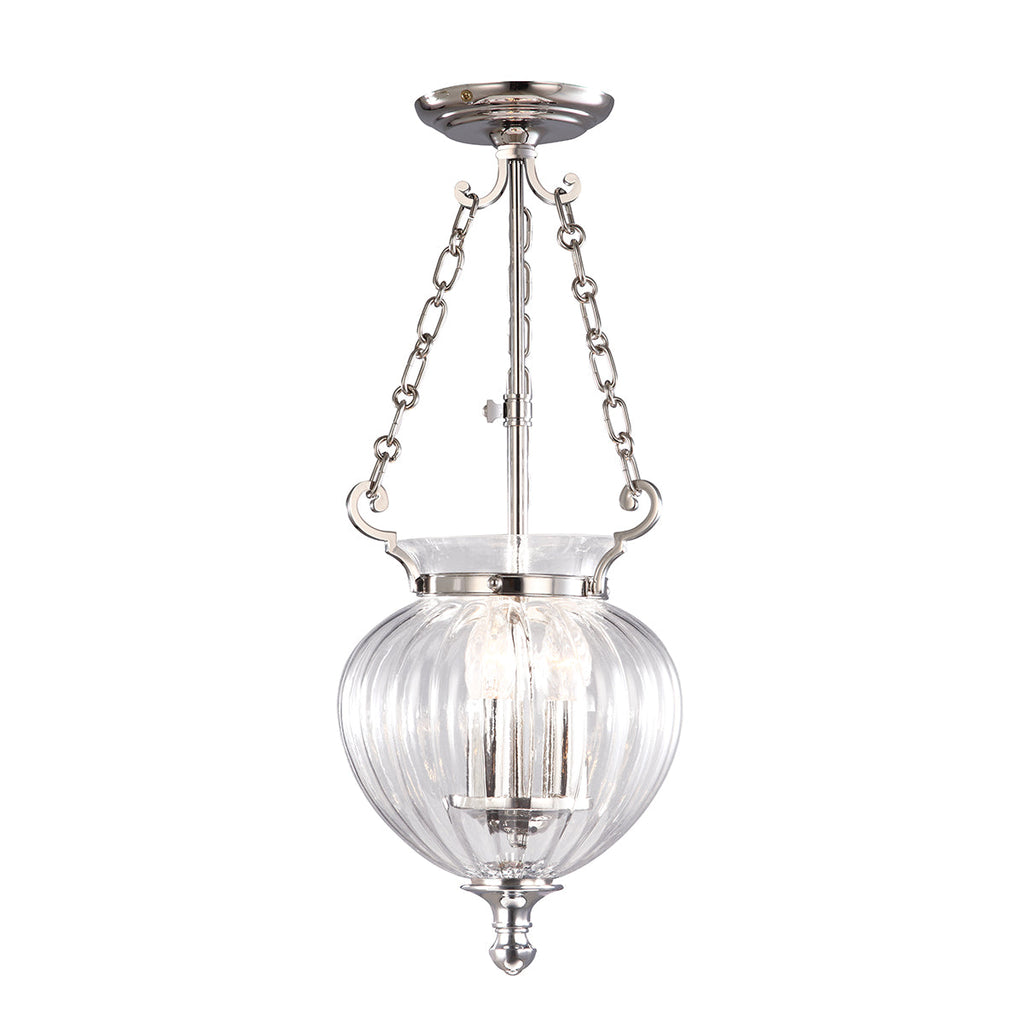 Finsbury Park 3 Light small Pendant - Polished Nickel - Elstead Lighting