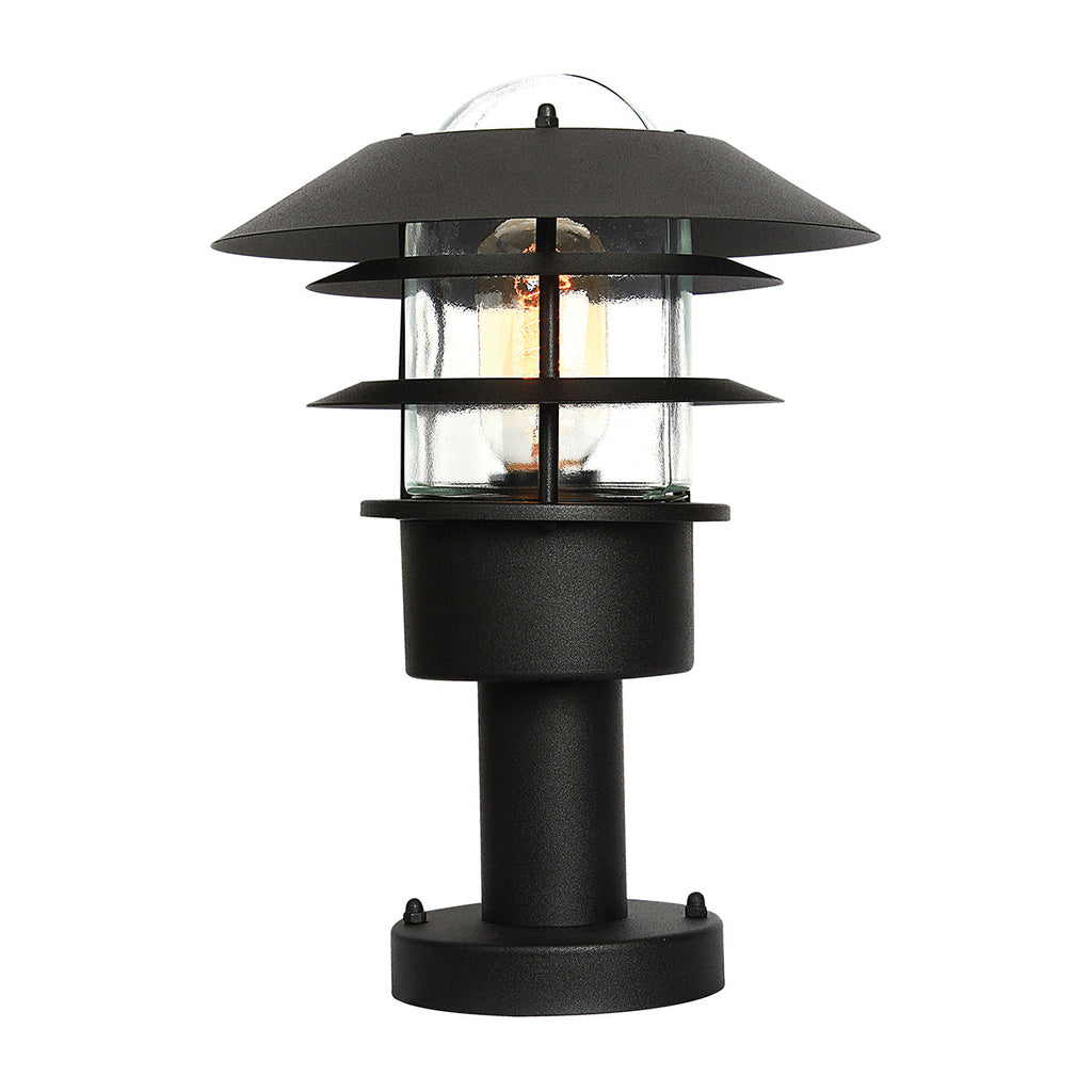 Helsingor 1 Light Pedestal Lantern - Black - Elstead Lighting