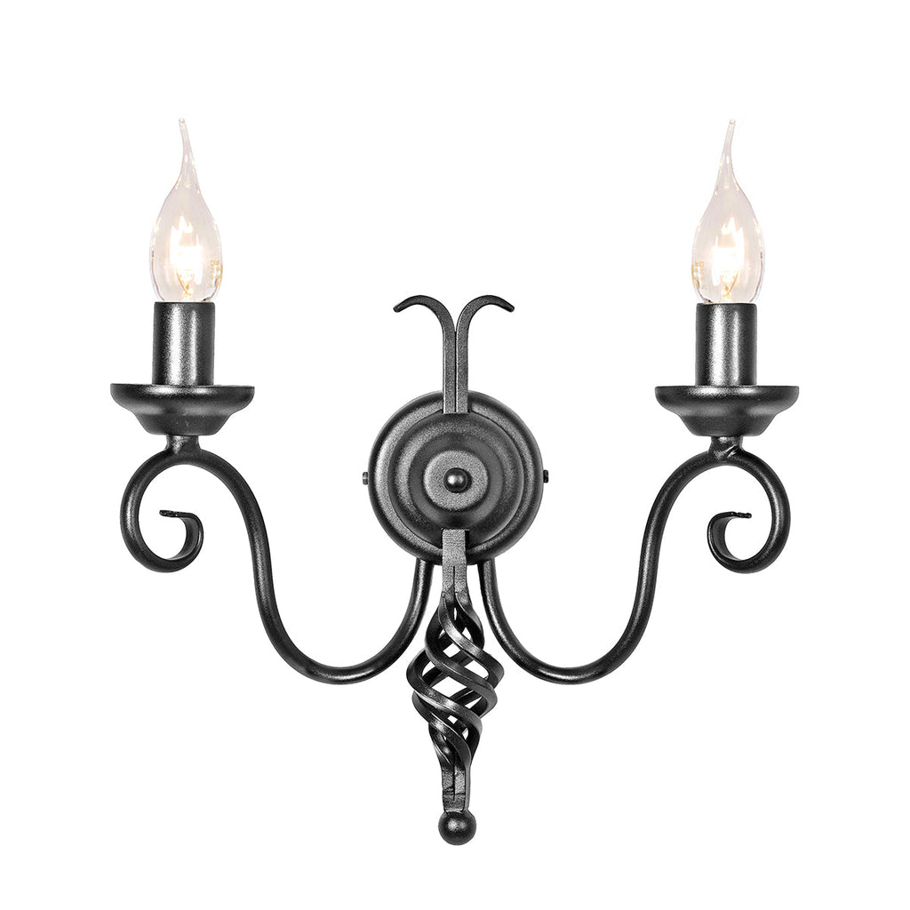 Harlech 2 Light Wall Light - Black  - Elstead Lighting