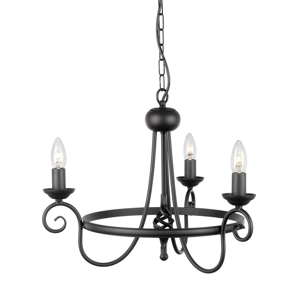 Harlech 3 Light Chandelier - Black  - Elstead Lighting