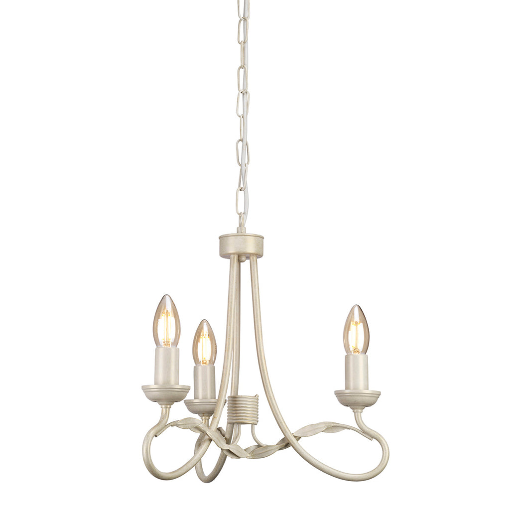 Olivia 3 Light Chandelier - Ivory/Gold  - Elstead Lighting