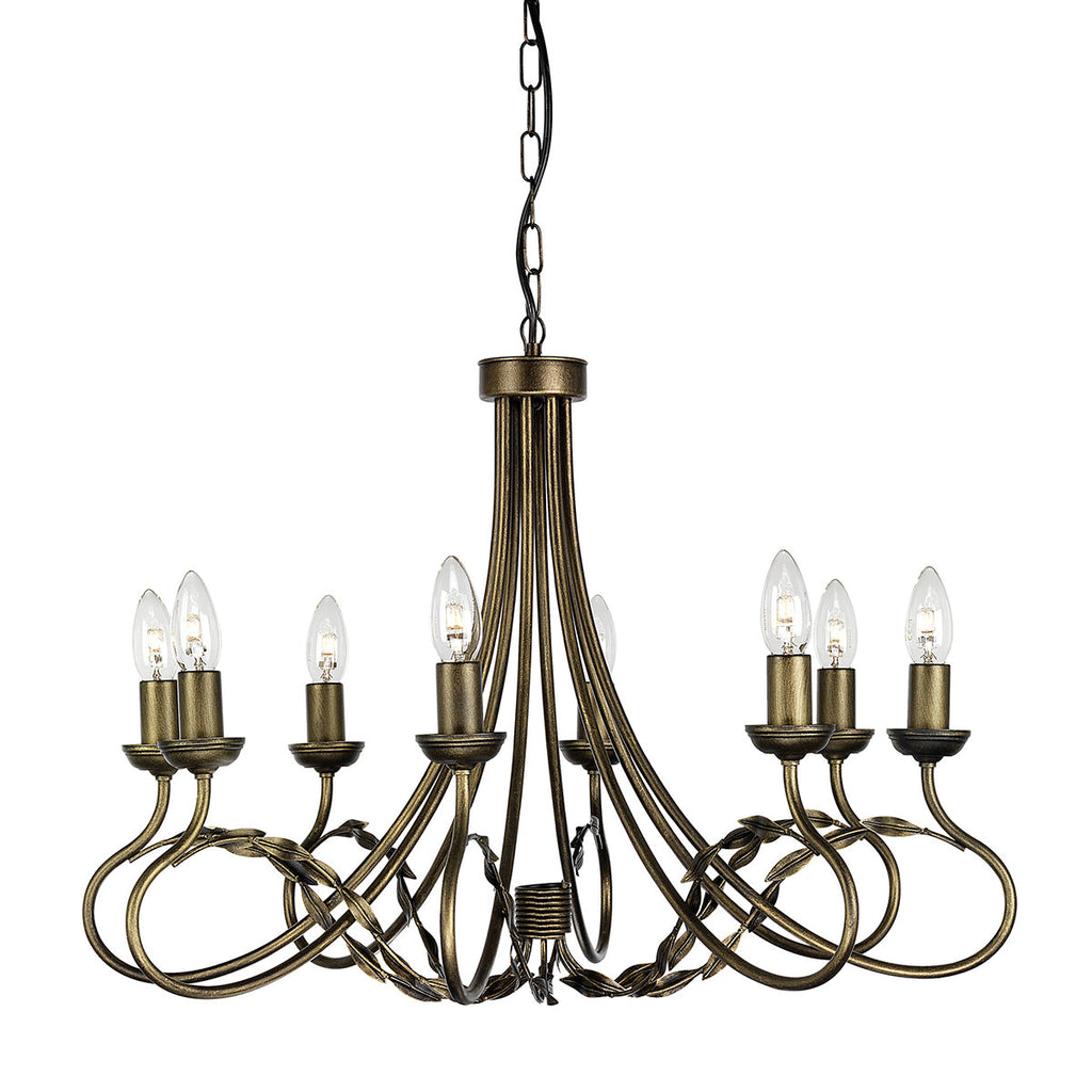 Olivia 8 Light Chandelier - Black/Gold  - Elstead Lighting