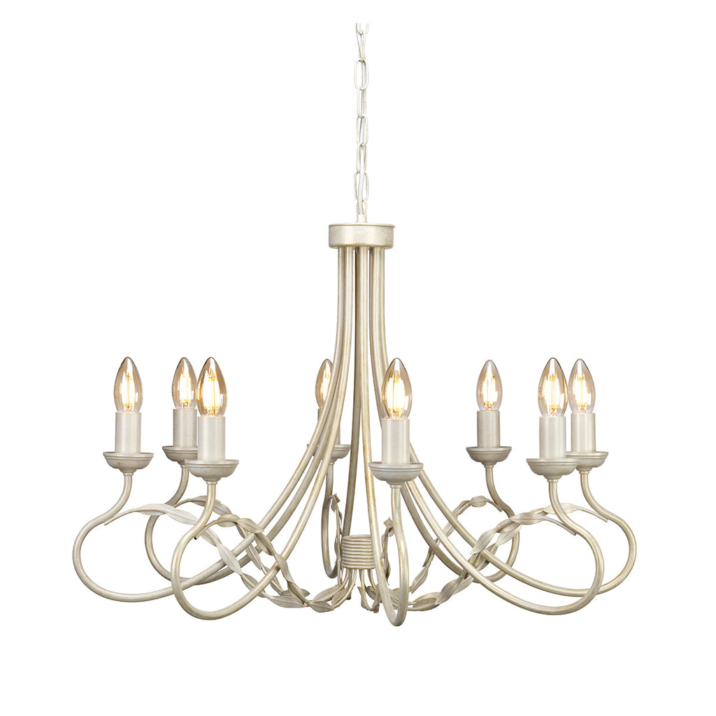 Olivia 8 Light Chandelier - Ivory/Gold  - Elstead Lighting