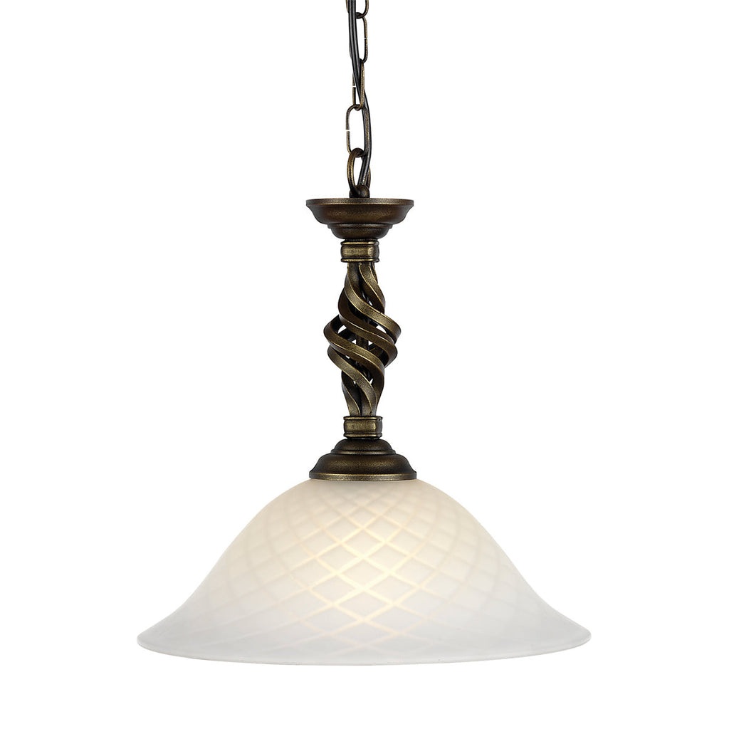 Pembroke 1 Light Pendant - Black/Gold - Elstead Lighting