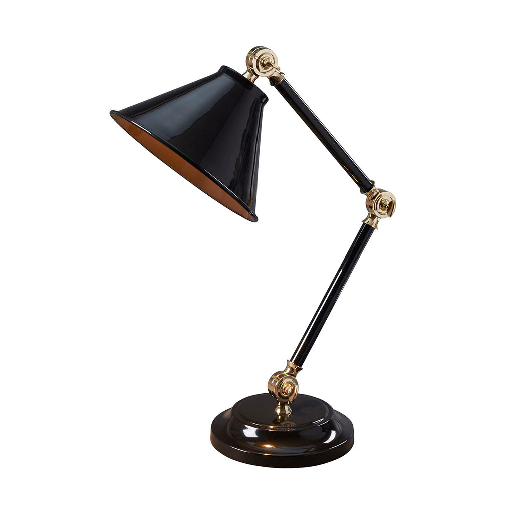 Provence Element 1 Light Mini Table Lamp - Black/Polished Brass - Elstead Lighting 