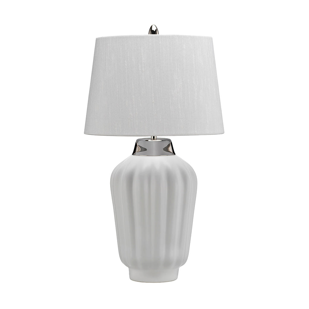 Bexley 1 Light Table Lamp - White & Polished Nickel by Quintiesse