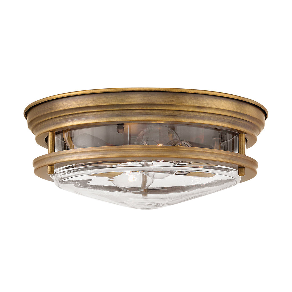 Hadrian 2 Light Flush Mount - Clear Glass - Brushed Bronze by Quintiesse