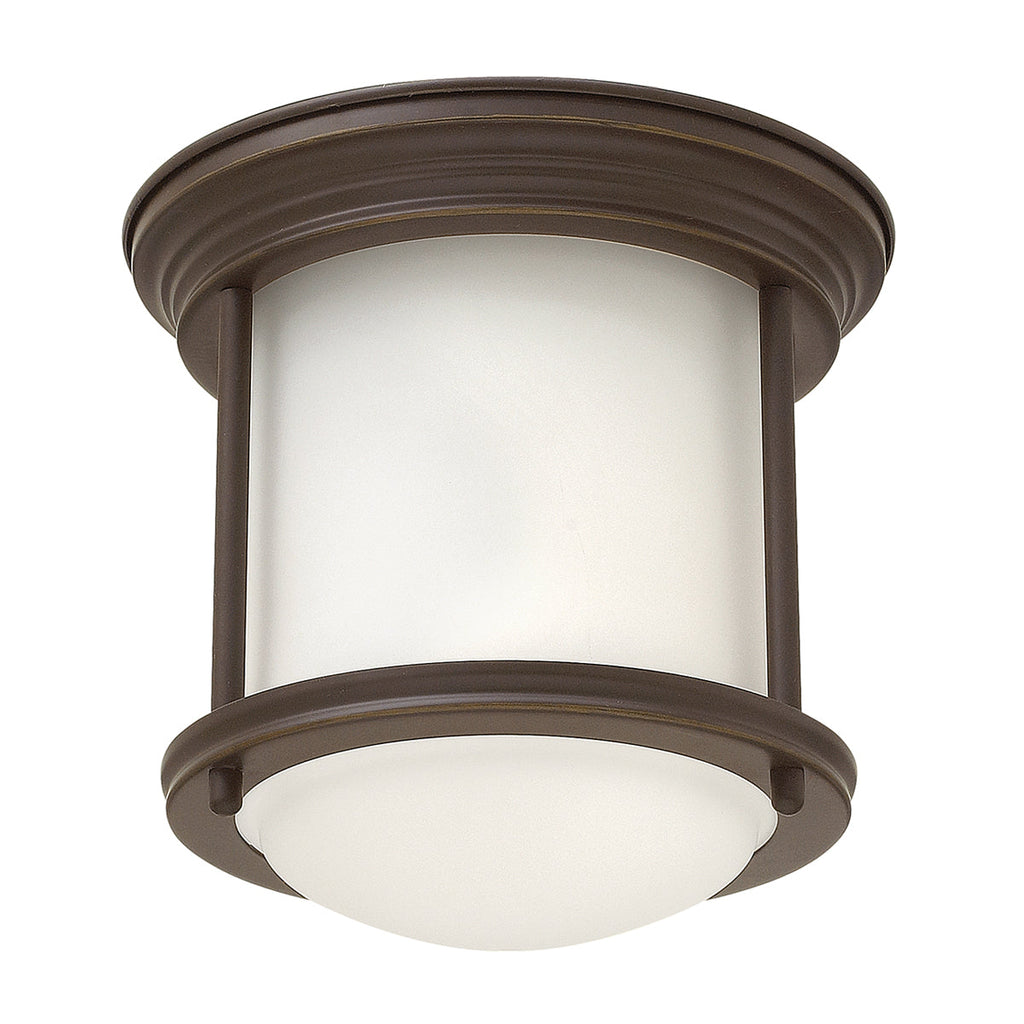 Hadrian 1 Light Flush Mount - Opal Glass - Oil Rubbed Bronze by Quintiesse