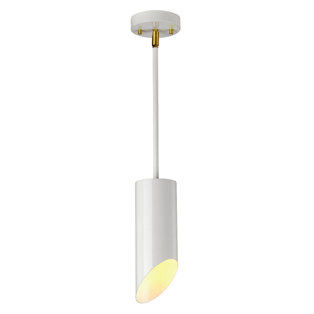 Quinto 1 Light Pendant - White Aged Brass - Elstead Lighting