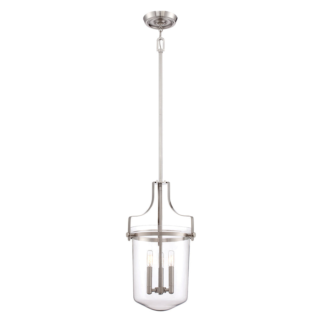 Penn Station 3 Light Pendant - Brushed Nickel - Quoizel