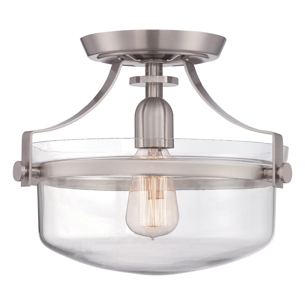 Penn Station 1 Light Semi Flush - Brushed Nickel - Quoizel