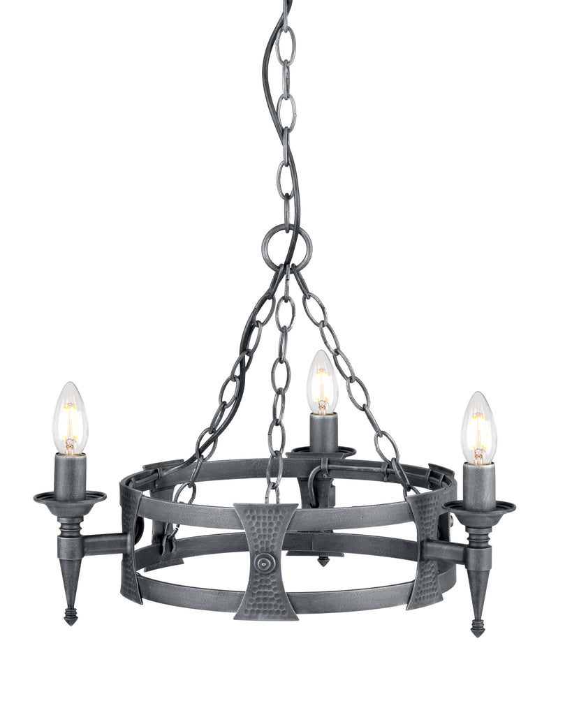 Saxon 3 Light Chandelier - Black/Silver - Elstead Lighting