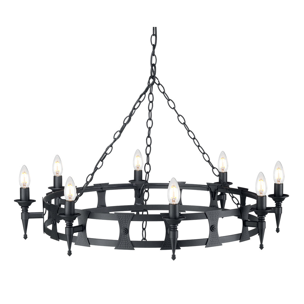 Saxon 8 Light Chandelier - Black - Elstead Lighting