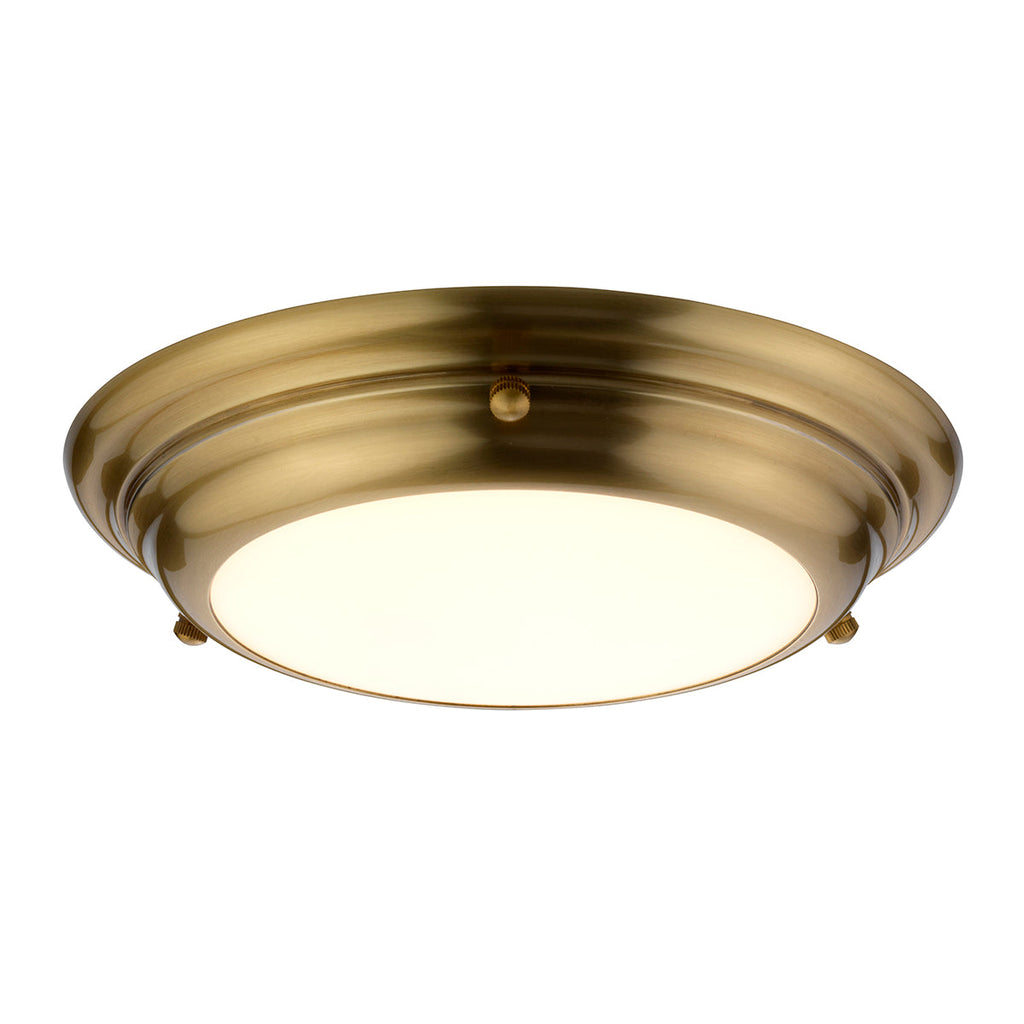 Welland 1 Light Mini LED Flush Light - Aged Brass - Elstead Lighting