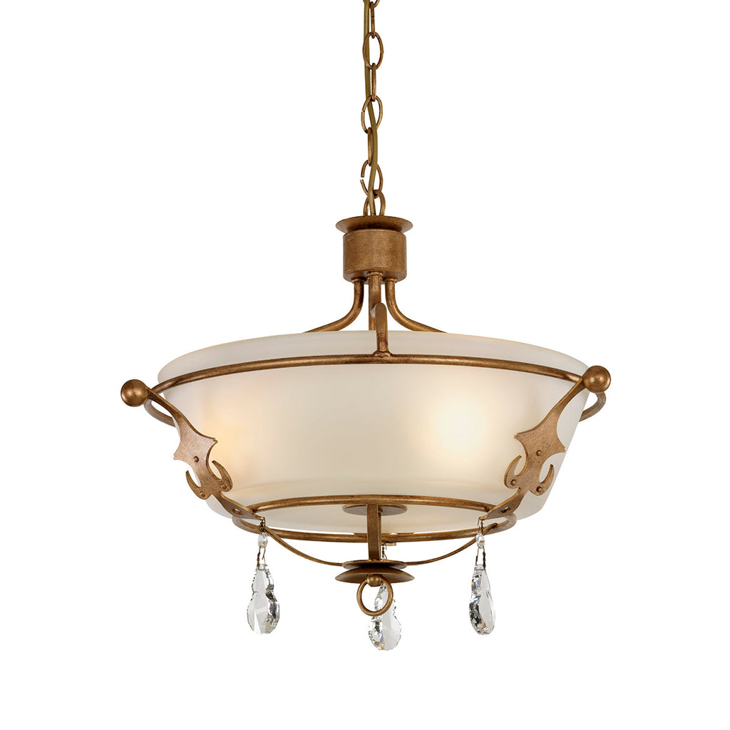 Windsor 3 Light Semi Flush Light - Gold Patina - Elstead Lighting 