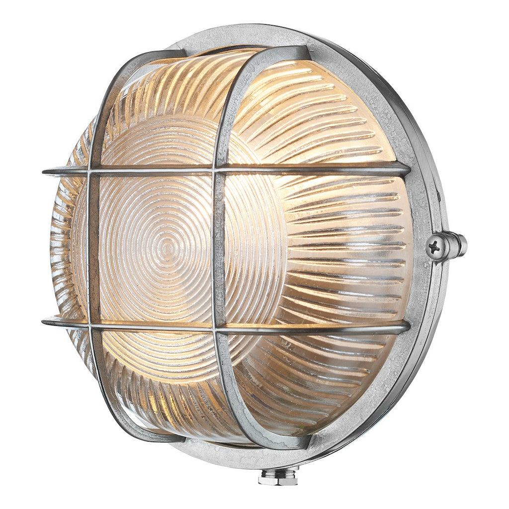 Admiral Round Wall Light Nickel IP64 by David Hunt Lighting