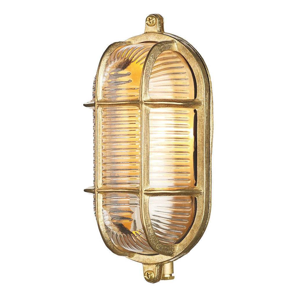 Admiral Small Oval Wall Bulkhead Brass IP64 by David Hunt Lighting