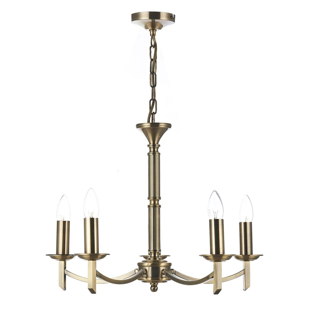 Ambassador 5 Light Dual Mount Pendant Antique Brass by Dar Lighting