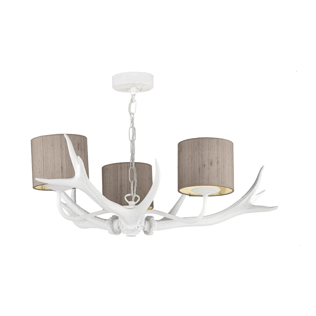 Antler 3 Light Pendant White complete with Bespoke Shades (Specify Colour) by David Hunt Lighting