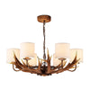 ANTLER 6 light rustic pendant comes with bespoke silk shades by David Hunt Lighting