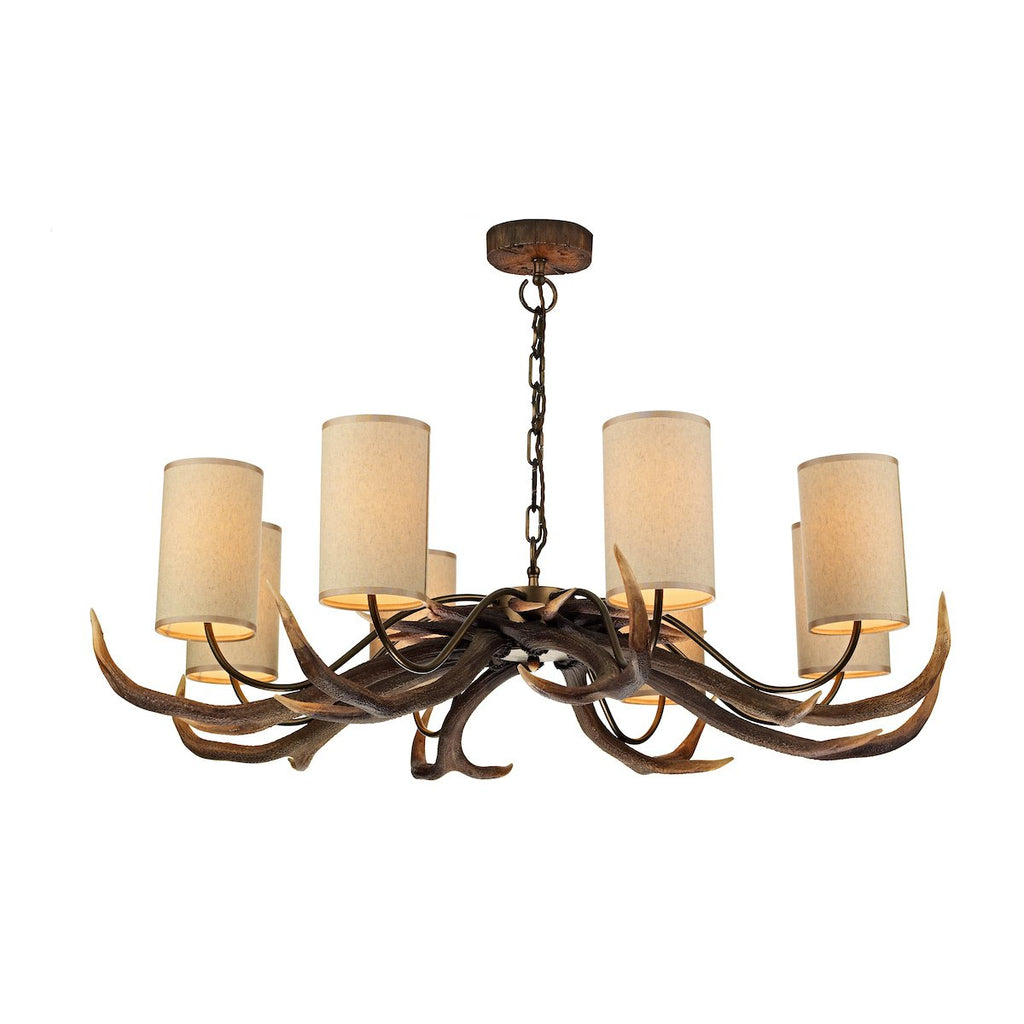 Antler 8 Light Rustic Pendant complete with Shades by David Hunt Lighting