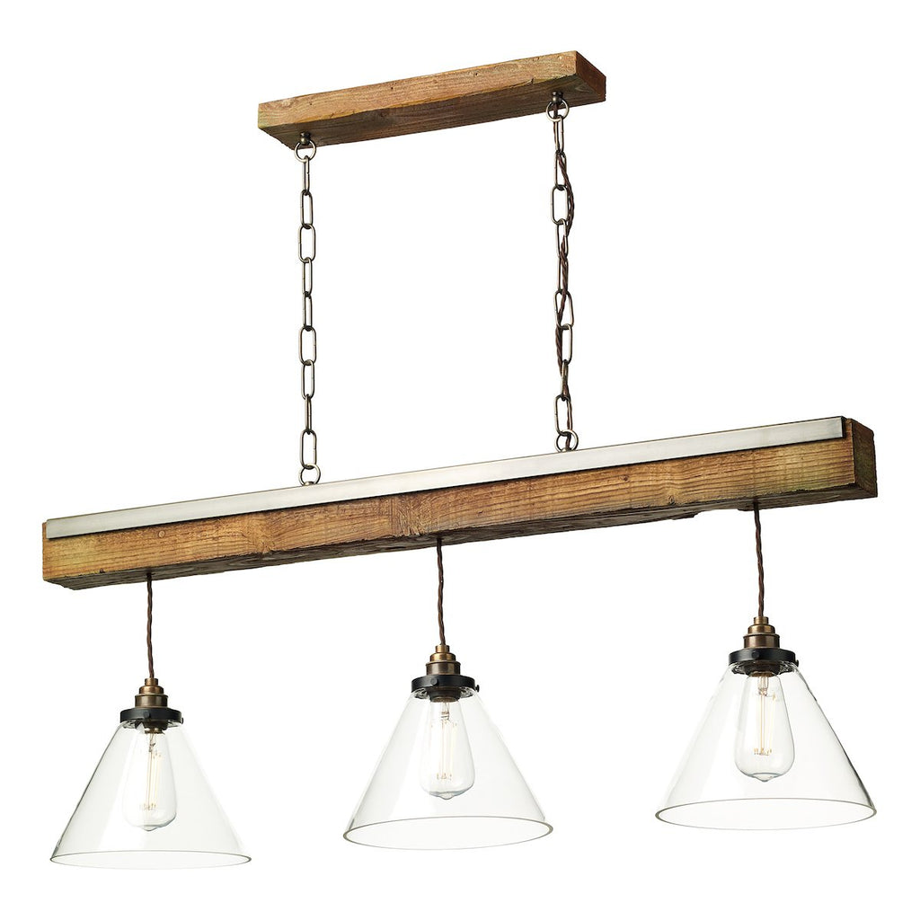 Aspen 3 Light Pendant Natural Wood effect by David Hunt Lighting