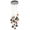 Aurelia 15 Light Cluster Pendant with Copper & Bronze Glass Shades by Dar Lighting